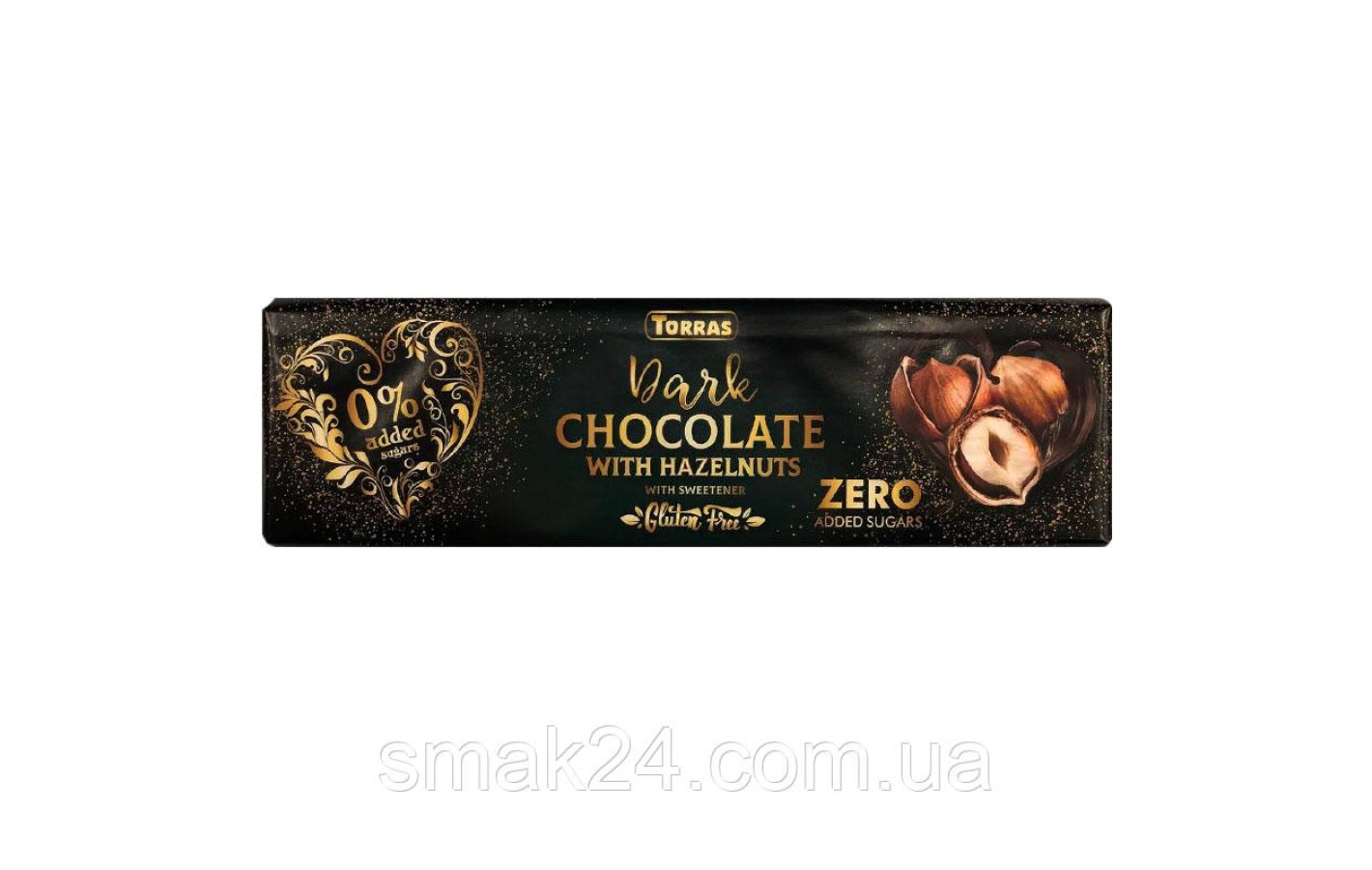 Шоколад чорний без цукру та глютену з фундуком Torras Zero Dark Huzelnuts 300 г Іспанія