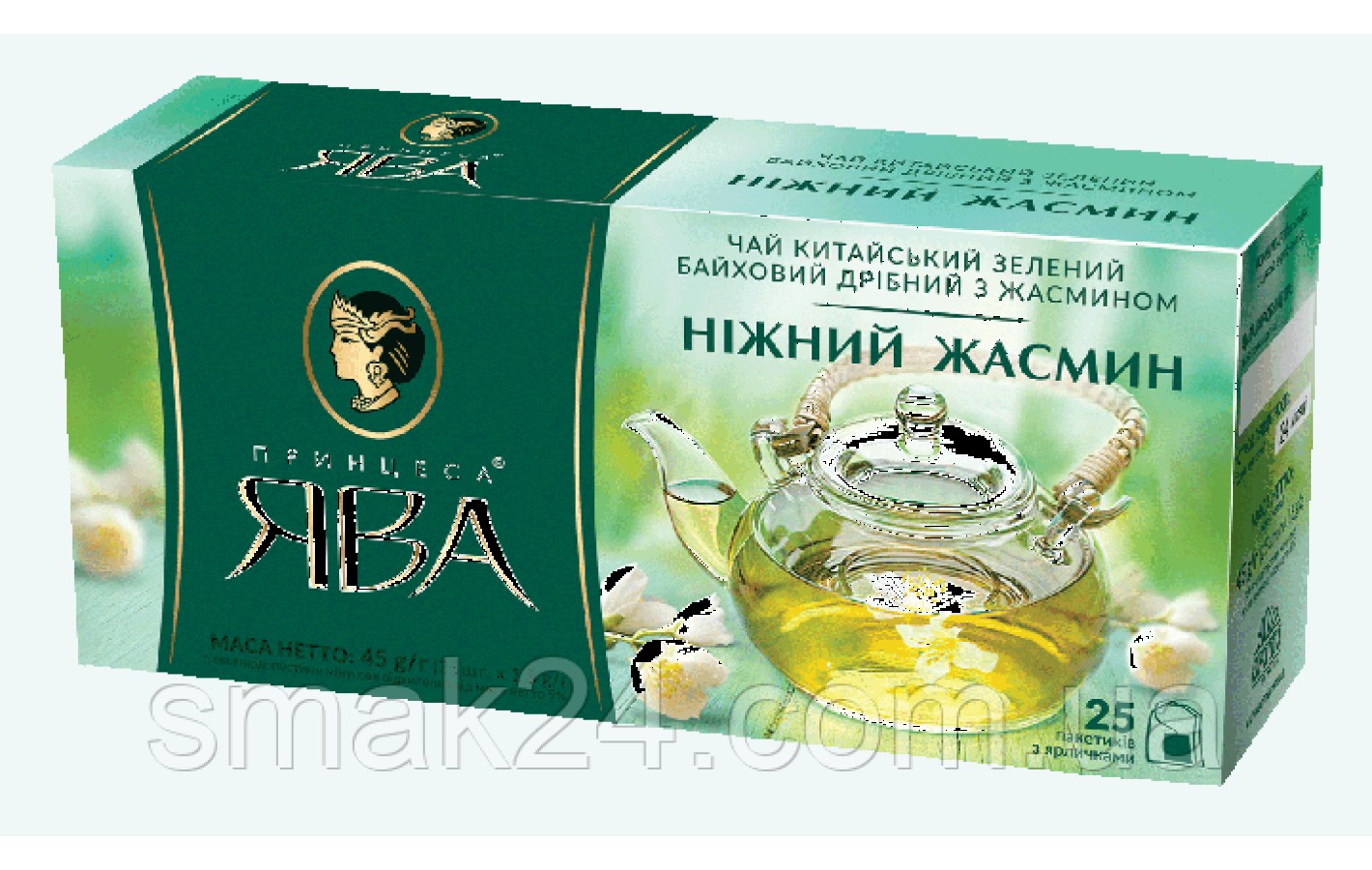 Чай зеленый Нежный Жасмин Принцесса Ява 25 пакет.( 25штх1,5г) 37.5г