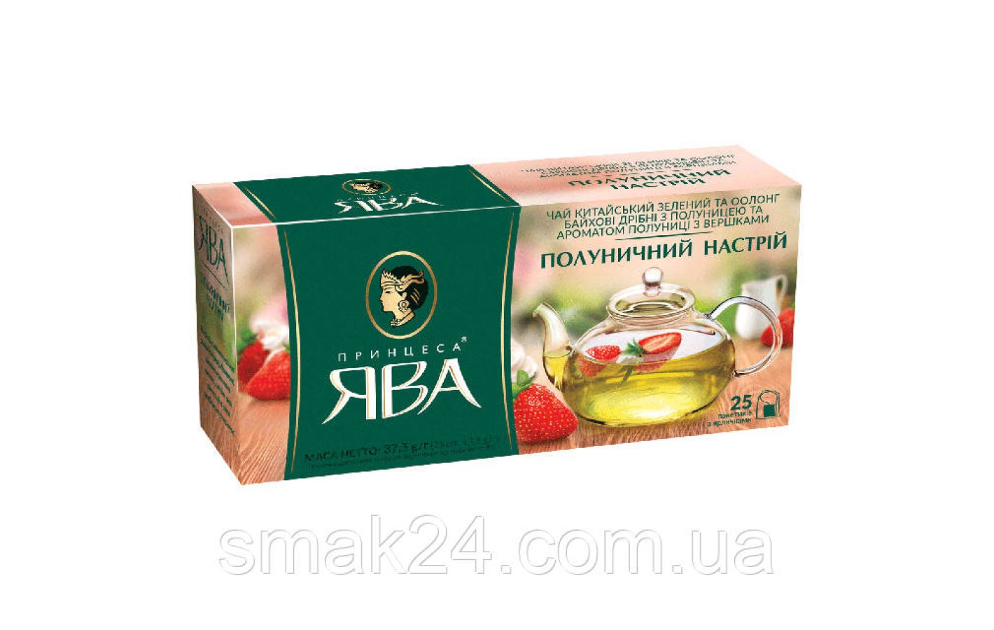 Чай зеленый Клубничное настроение Принцесса Ява 25 пакет.( 25штх1,5г) 37.5г