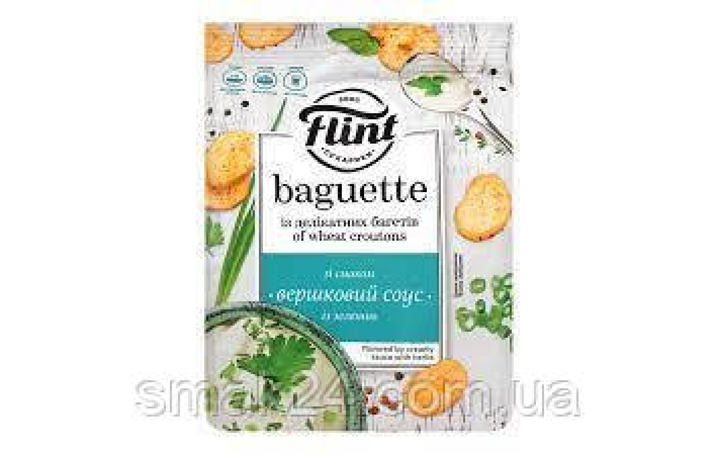 Сухарики Baguette пшеничные со вкусом сливочного соуса с зеленью Flint 100г