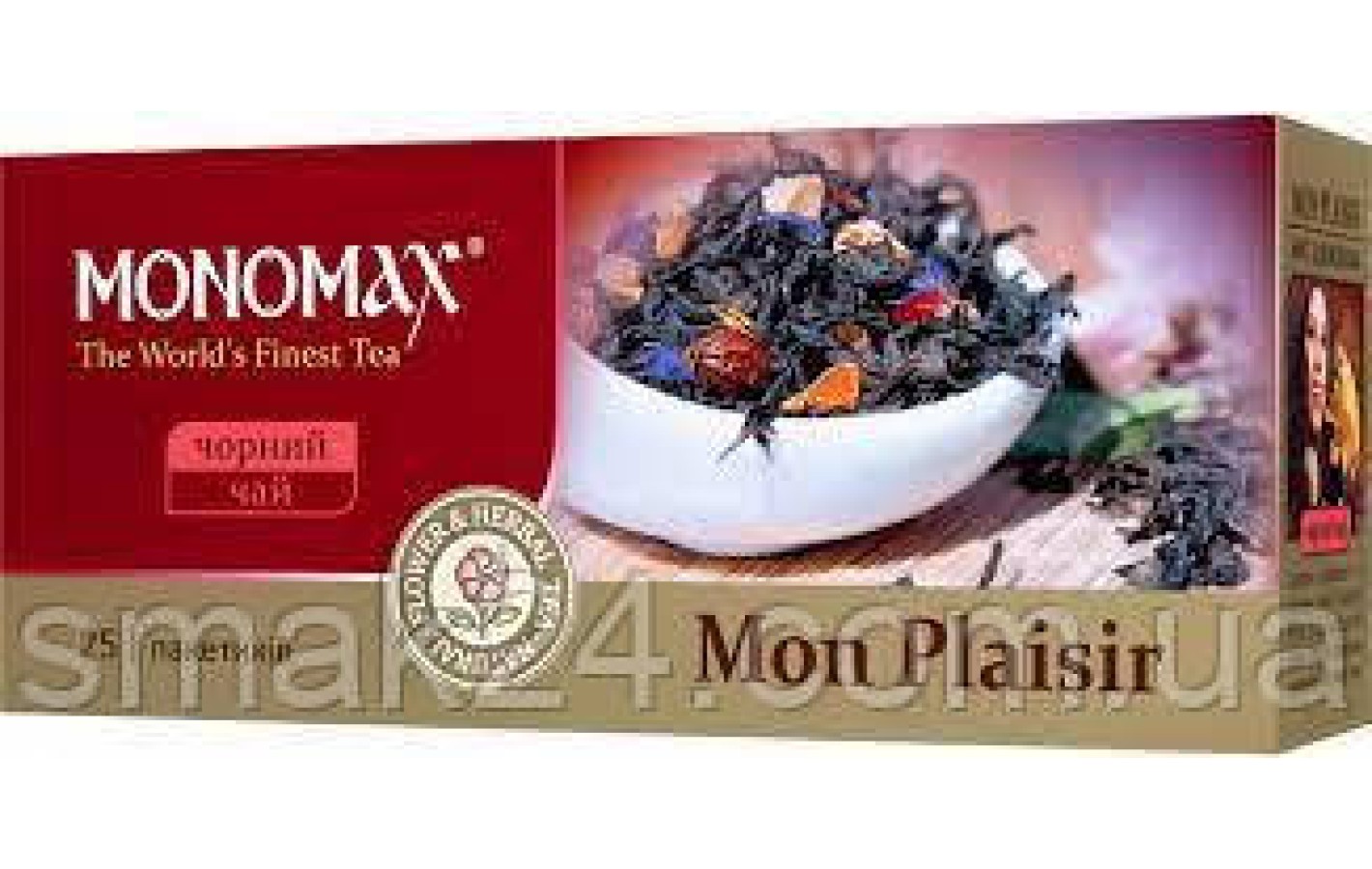 Чай черный с лепестками цветов и фруктами Mon Plaisir пакетированный Monomax (25 пакетиков х 1,5г)37,5г