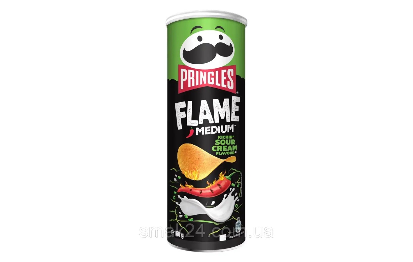 Чипсы с острым вкусом сметаны и зелени  Pringles Flame Medium Kickin Sour Cream Flavour 160г