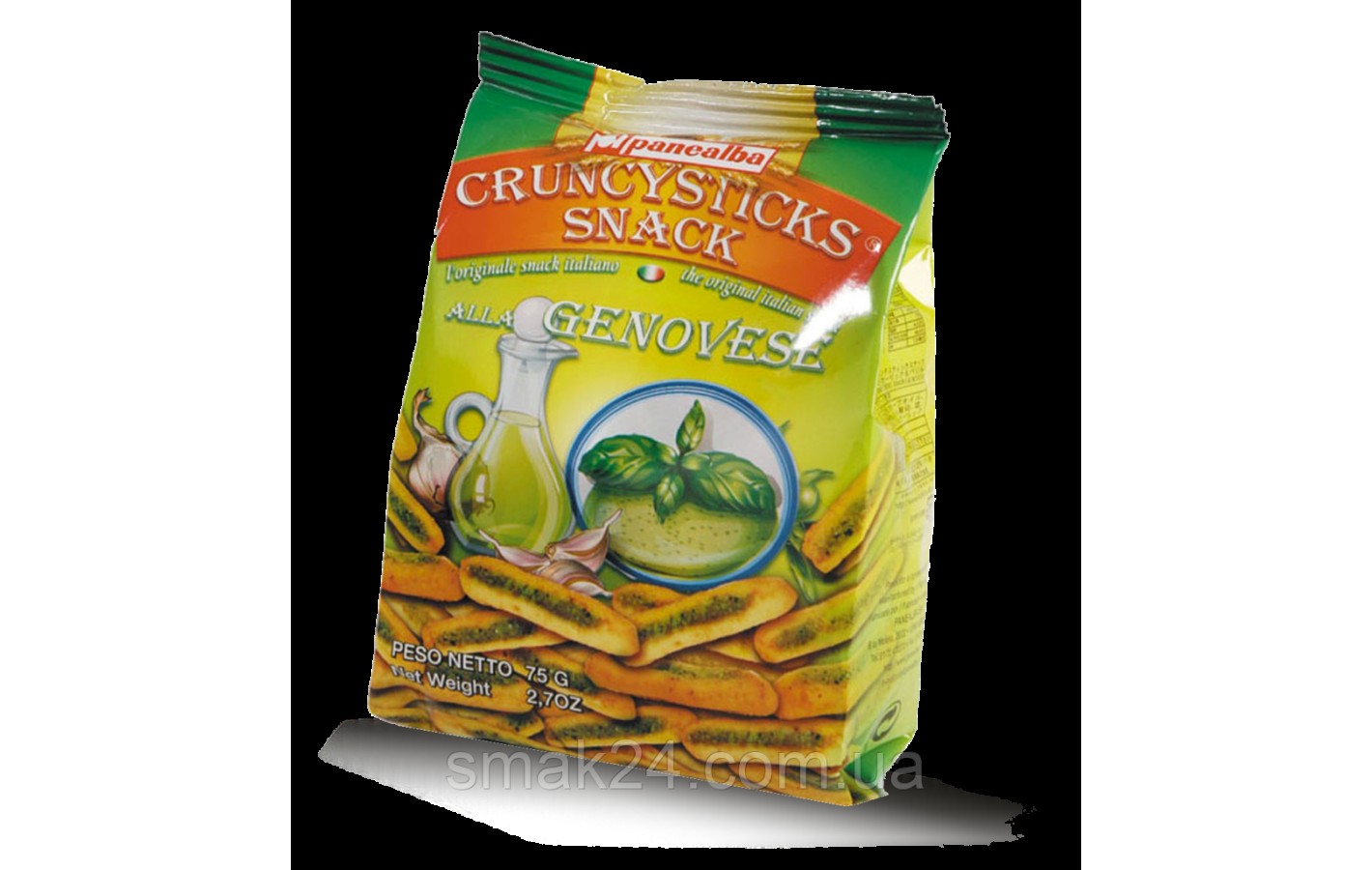 Хлебные мини-палочки с чесноком и базиликом Crunchysticks alla Genovese Panealba 75г Италия