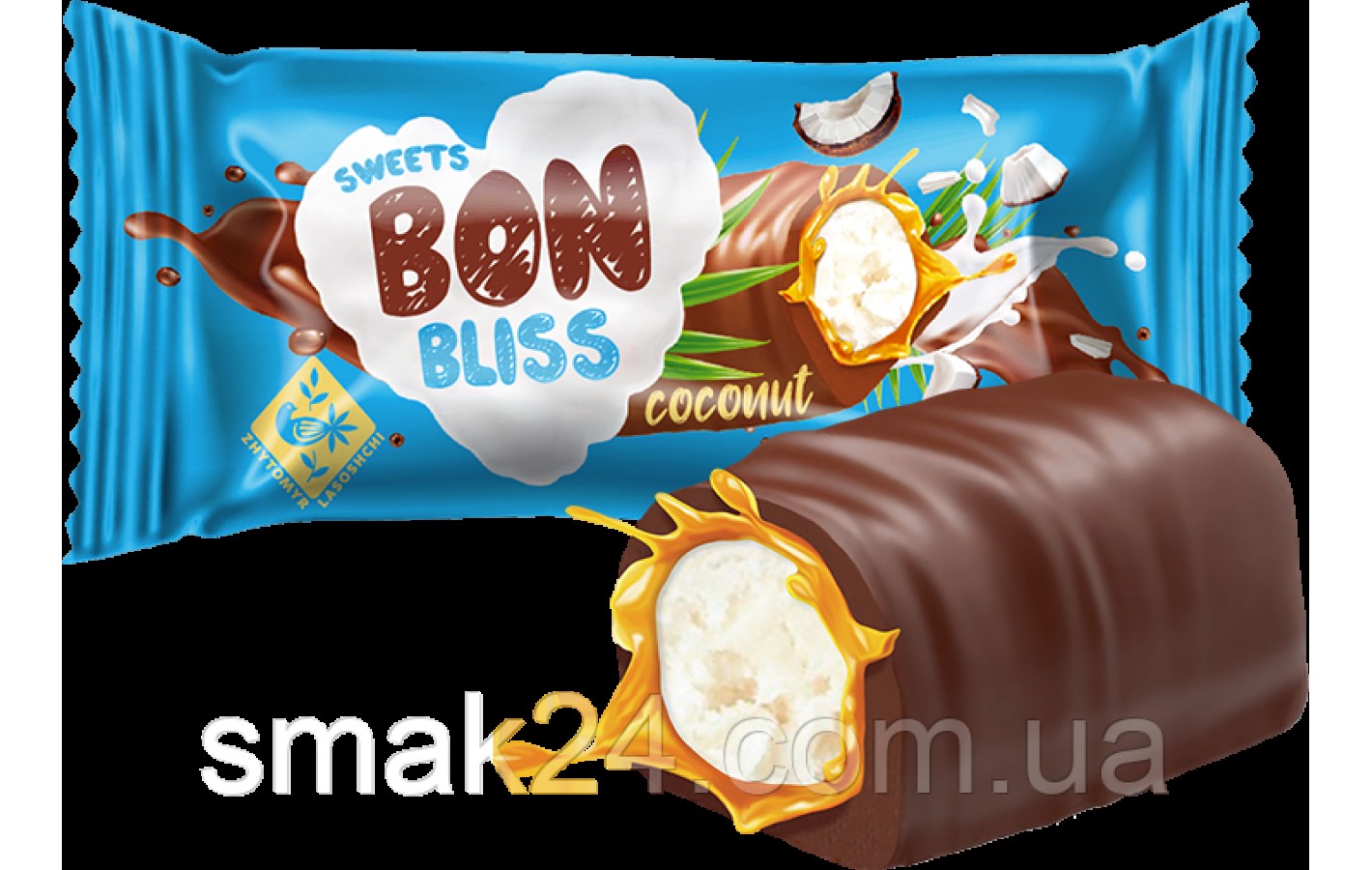 Конфеты в шоколадной глазури с карамелью и кокосовой начинкой Bon Bliss 1кг Украина