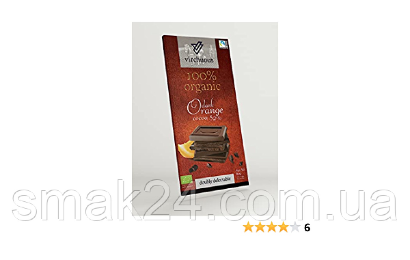 Шоколад чорний з апельсином 100% Organic Virchuous Dark Orang 80 г Іспанія