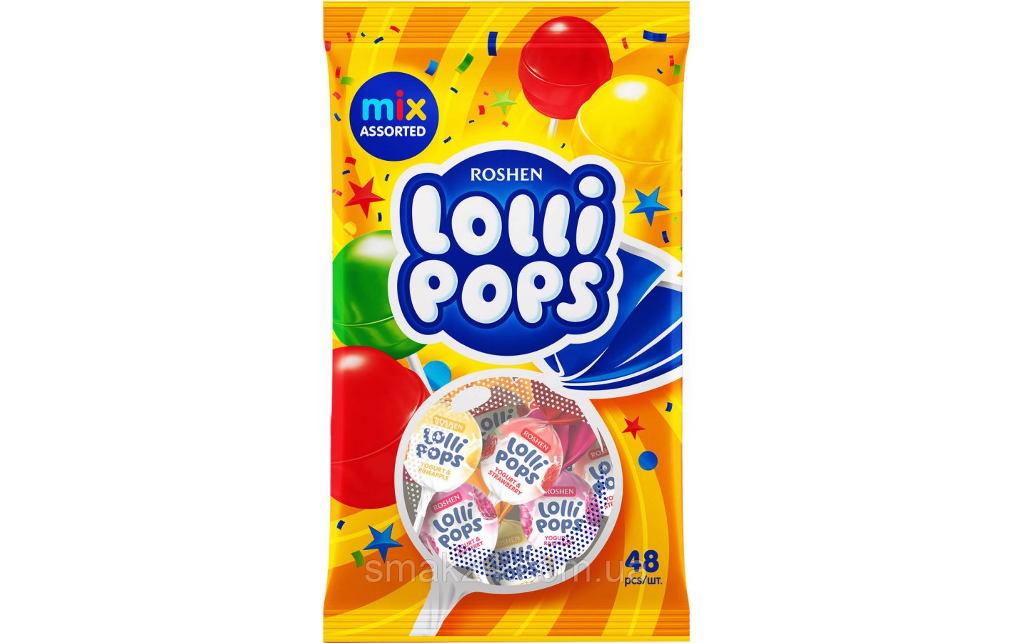 Карамель леденцовая Lolli Pops с йогуртовым вкусом Roshen 1шт Украина