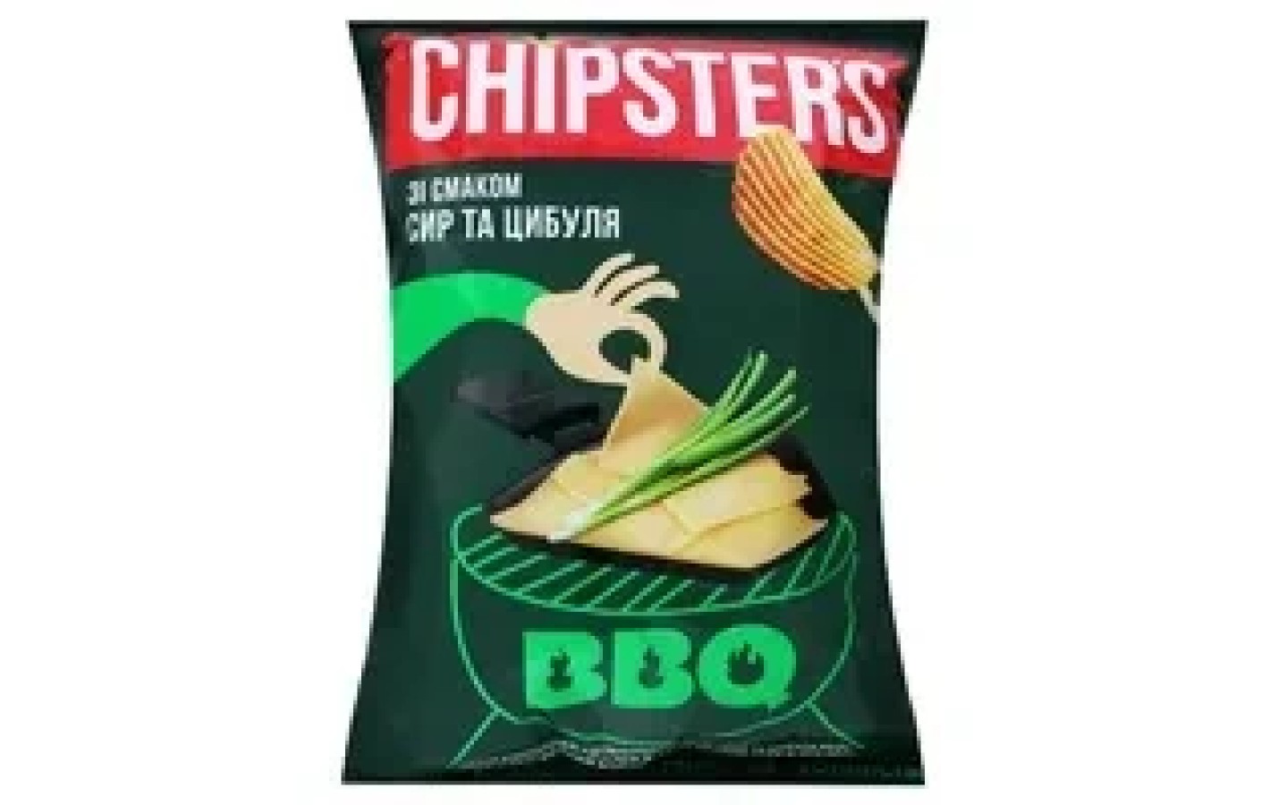 Чипси картопляні хвилясті зі смаком сиру та зеленої цибулі Chipster's 120 г Україна