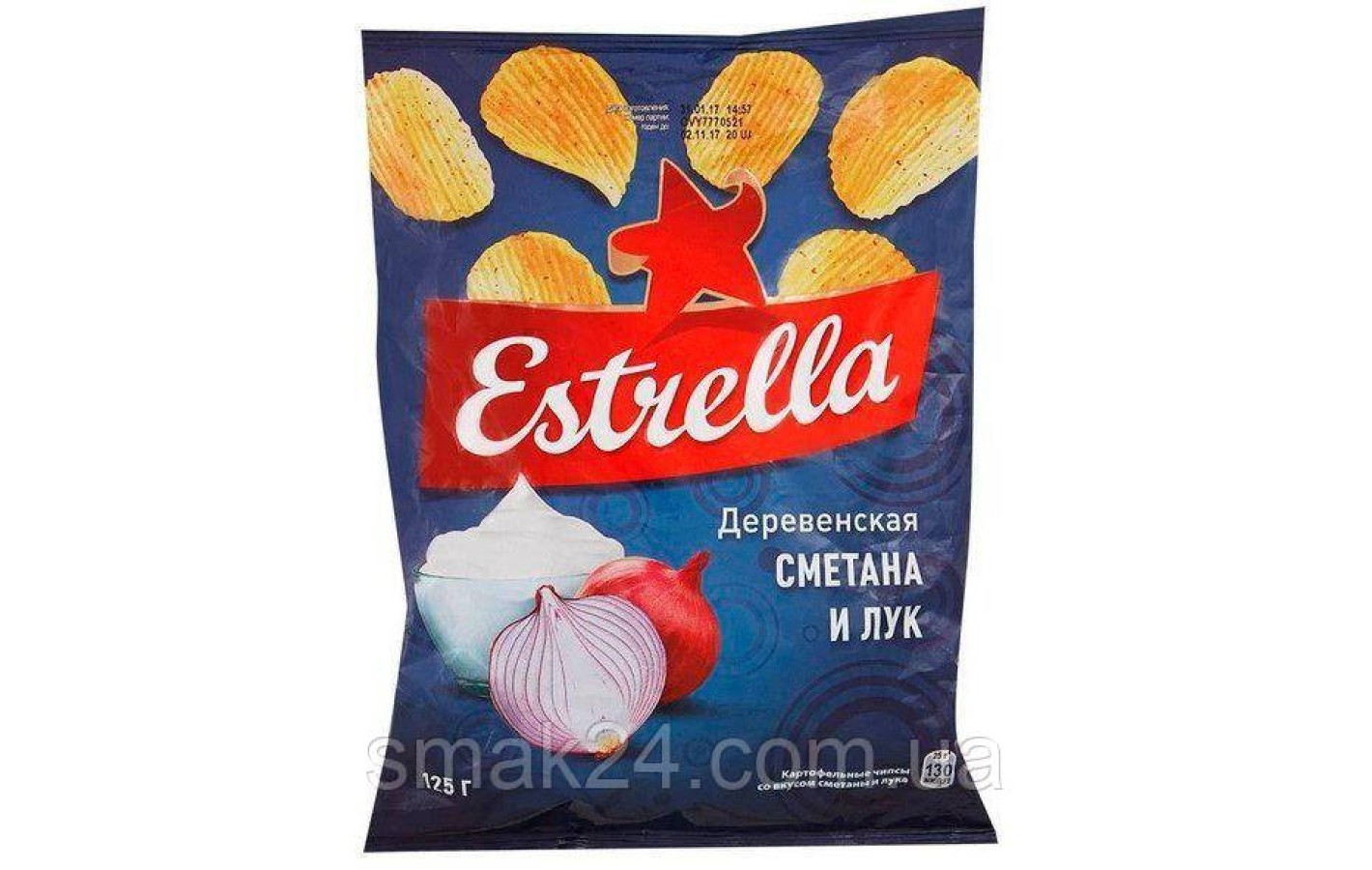 Чипсы со вкусом Сметана и лук Estrella 125г Украина