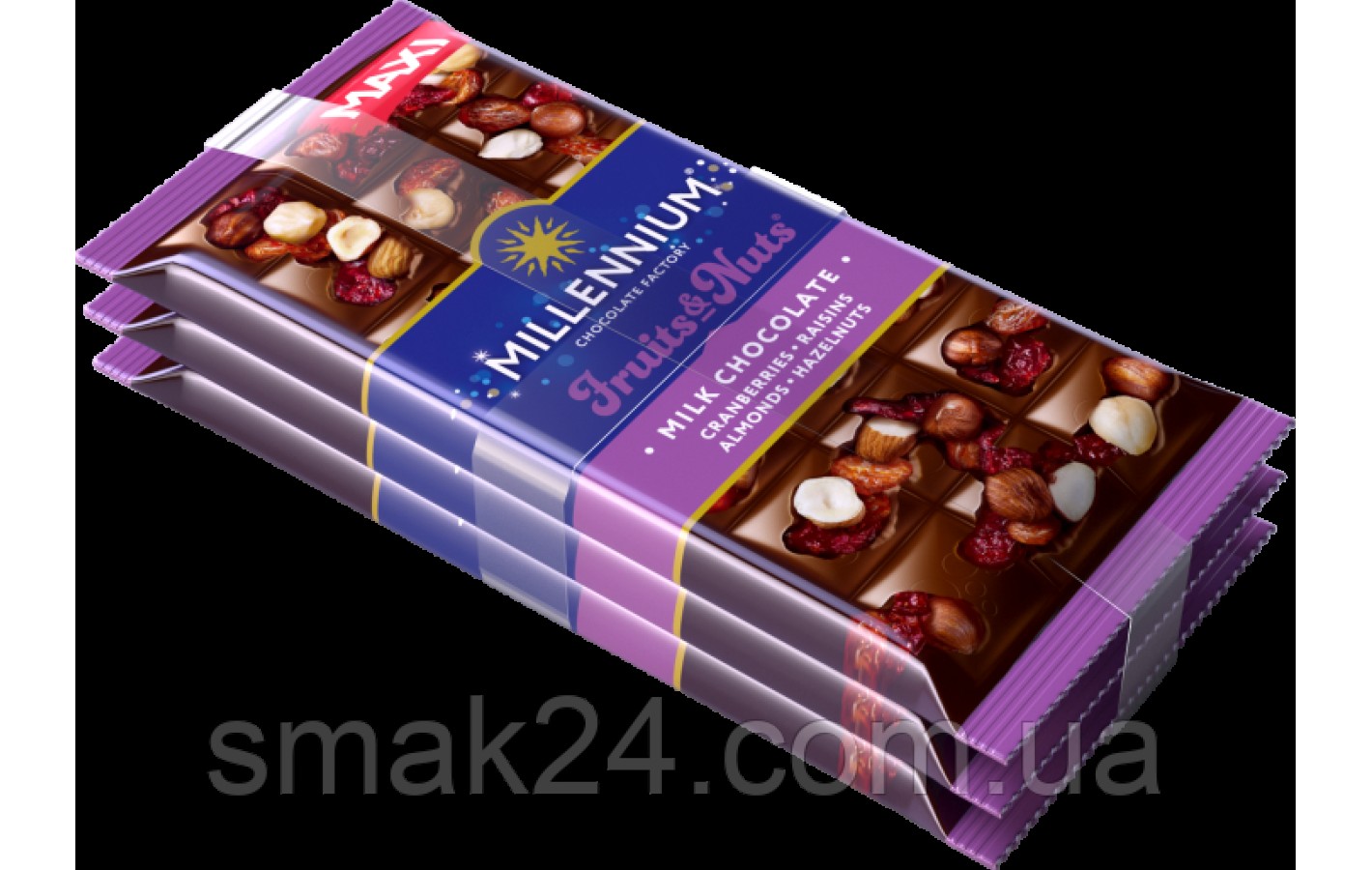 Шоколад молочний з фруктами та горіхами Millennium Fruits&Nuts 140 г Україна