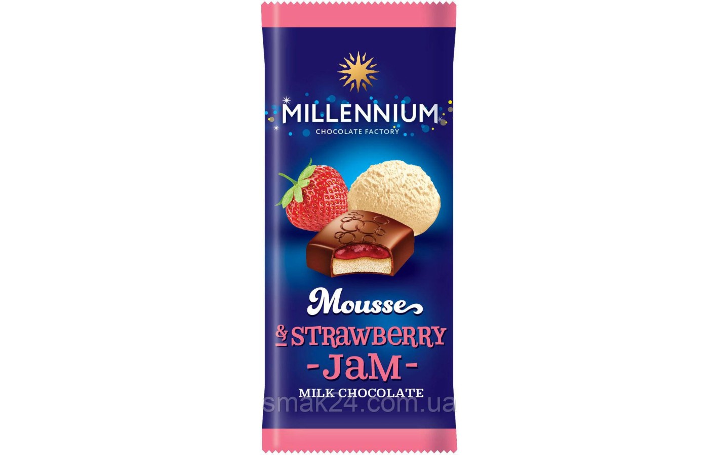 Шоколад молочный с клубничным джемом Millennium Mousse 135г Украина