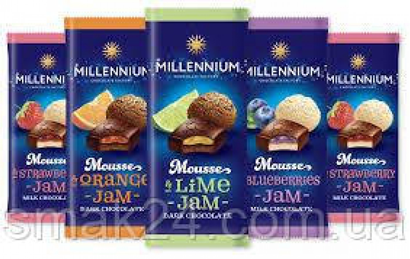 Шоколад молочний із чорничним джемом Millennium Mousse 135 г Україна