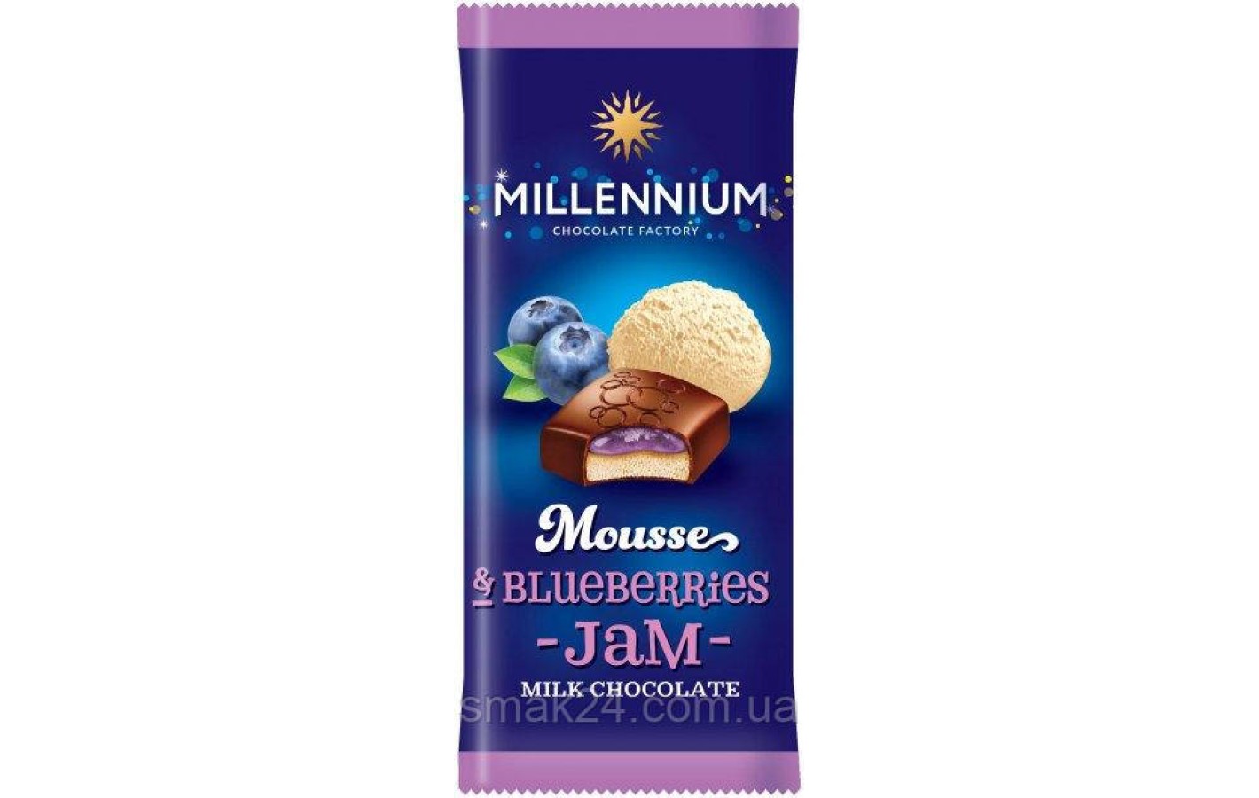 Шоколад молочний із чорничним джемом Millennium Mousse 135 г Україна