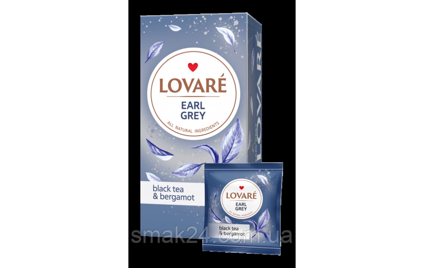 Чай черный байховый цейлонский с бергамотом Lovare Earl Grey (24 пакетика х 2г) 48г Украина