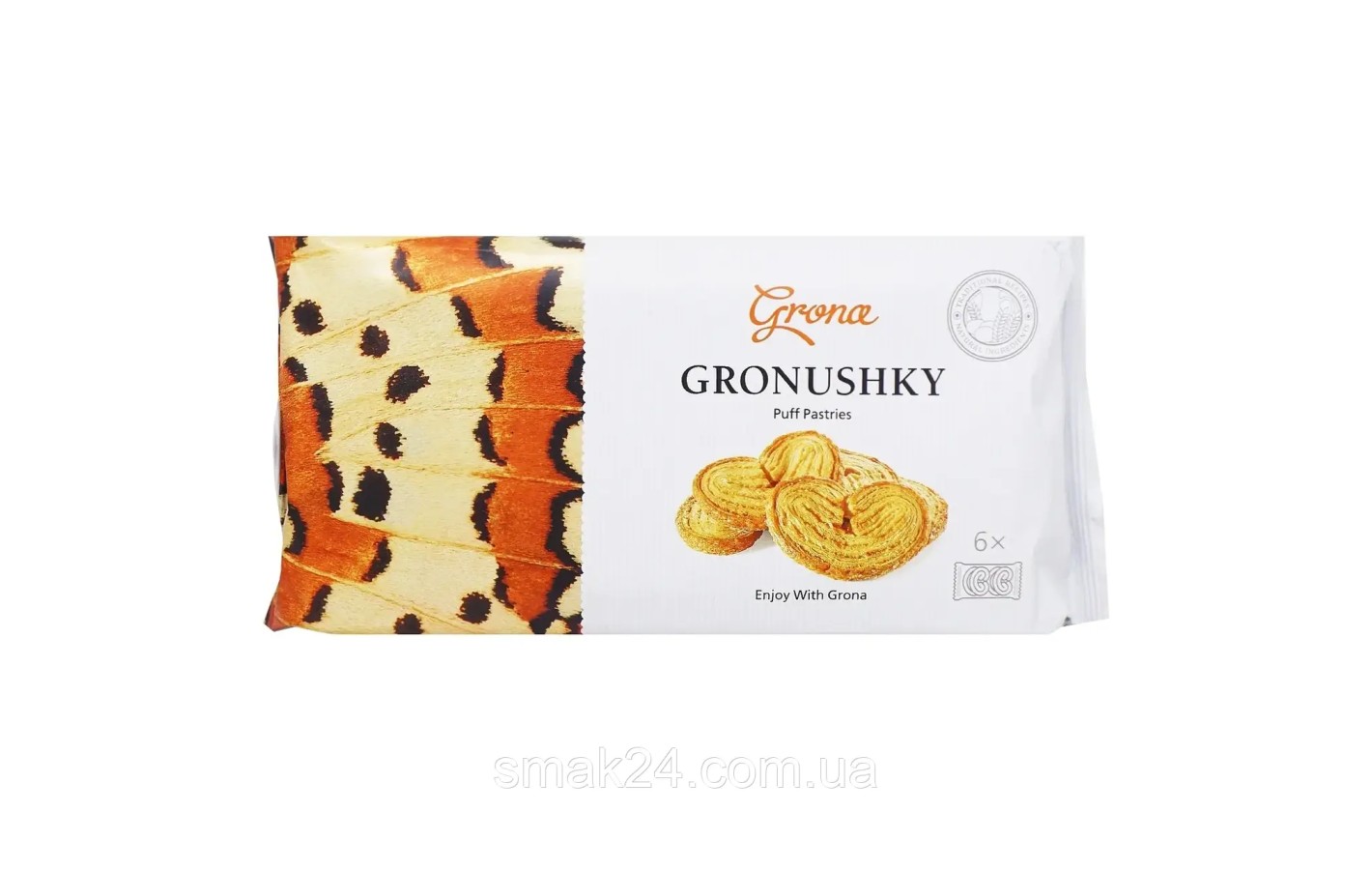 Печиво здобне листкове Вушка Gronusnky ТМ Grona (6*35г) 210г Україна