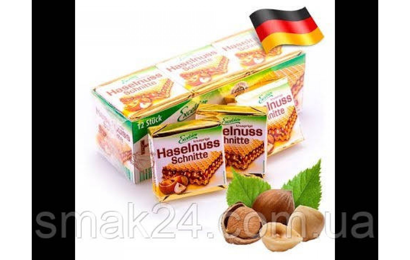Вафлі Excelsior Haselnuss Schnitte з фундуком 250 г/12шт. Германия