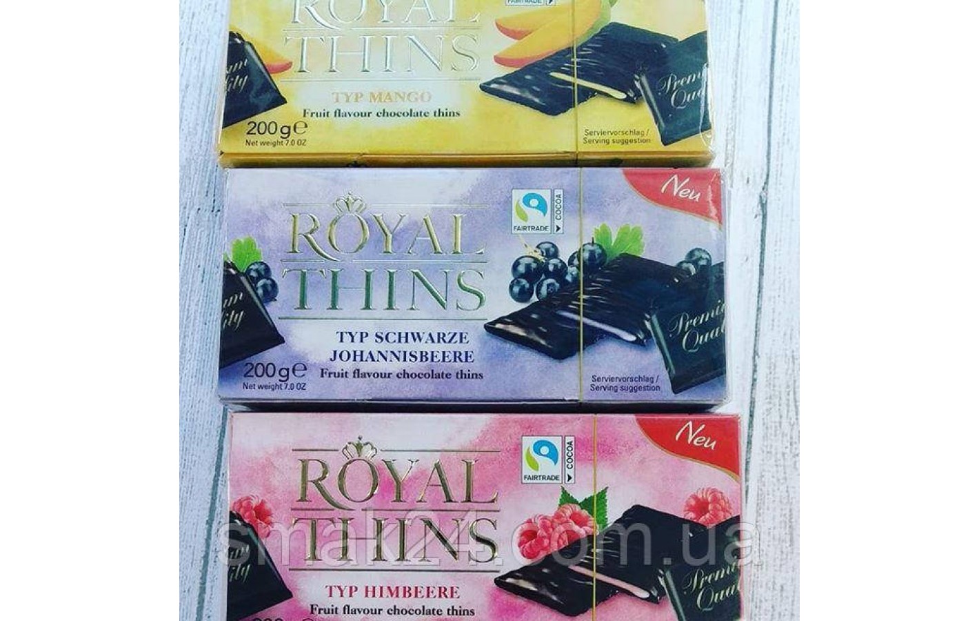 Шоколадні цукерки з малиною ROYAL THINS typ HIMBEERE 200 г Німеччина
