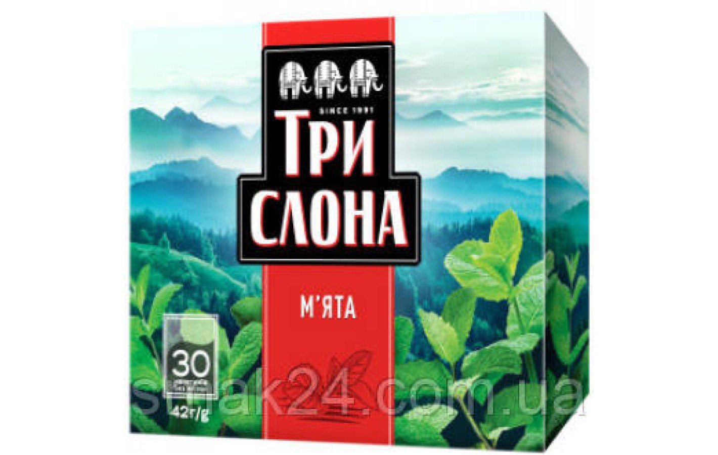 Чай травяной мята Три Слона (30 пакетиков х 1,4г) 42г