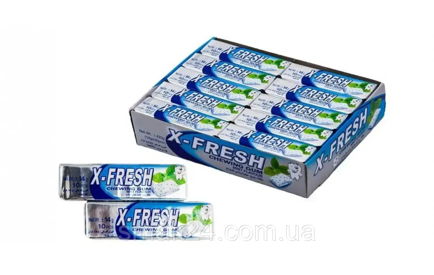 Жевательная резинка мята X-Fresh Chewing Gum Mint Flavour (10 подушечек) 14г Турция