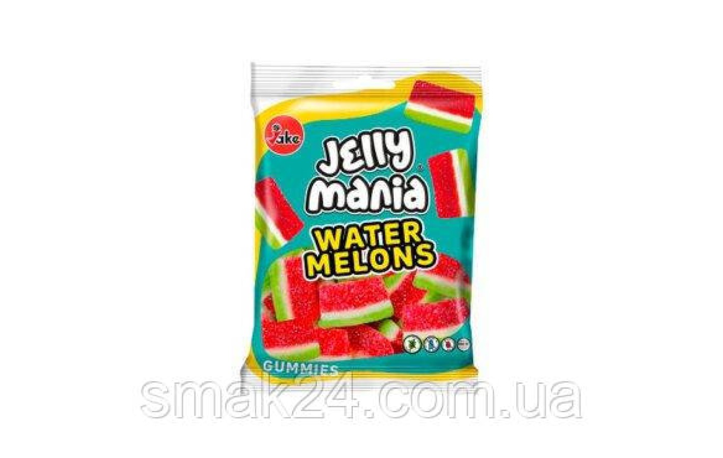 Желейні цукерки БЕЗ ГЛЮТЕНУ І ЛАКТОЗИ Jelly Mania Water Melons Gummies Jake 100г Іспанія