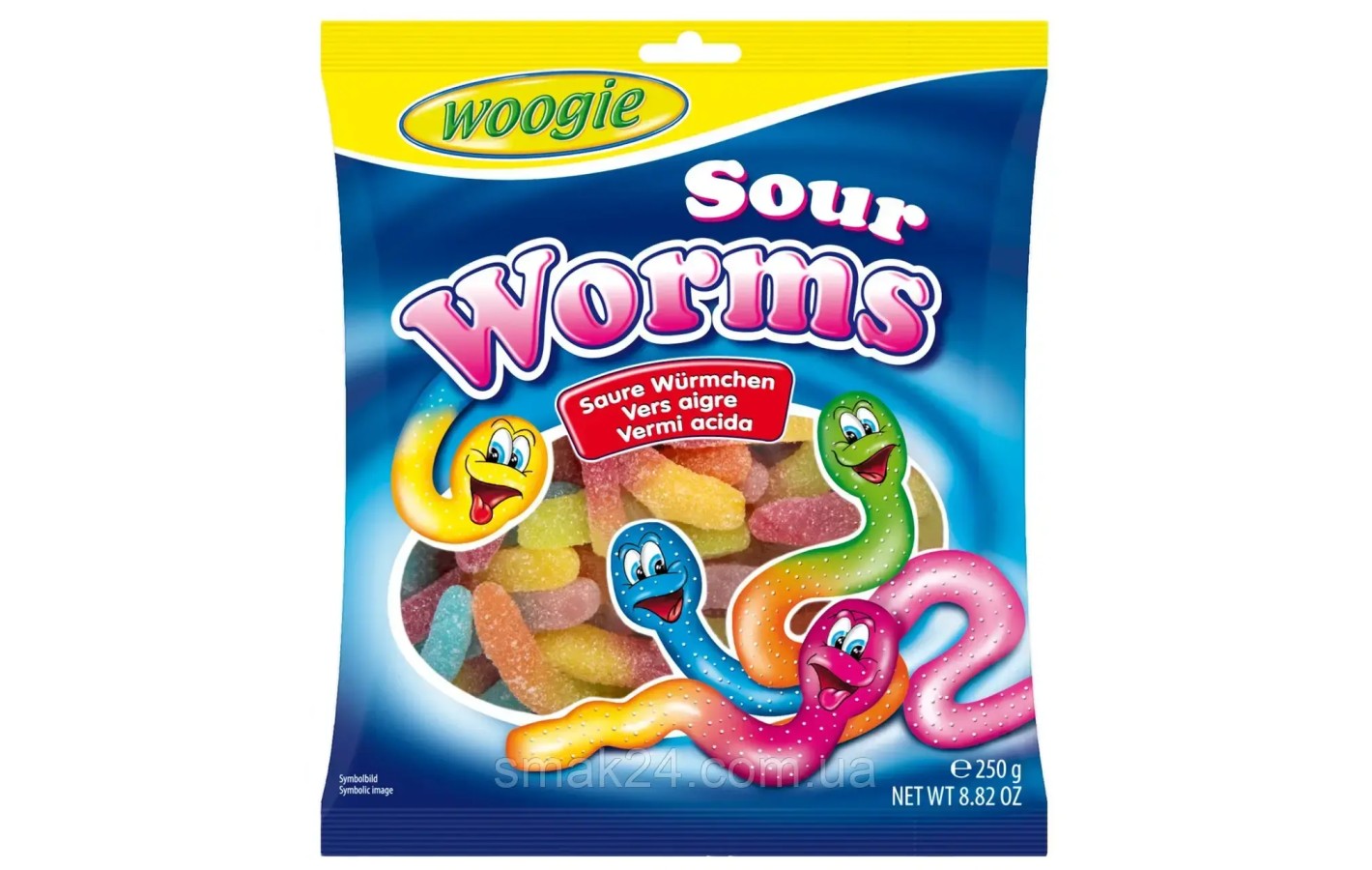 Конфеты жевательные Кислые Червячки Woogie Sour Worms 250 г Австрия