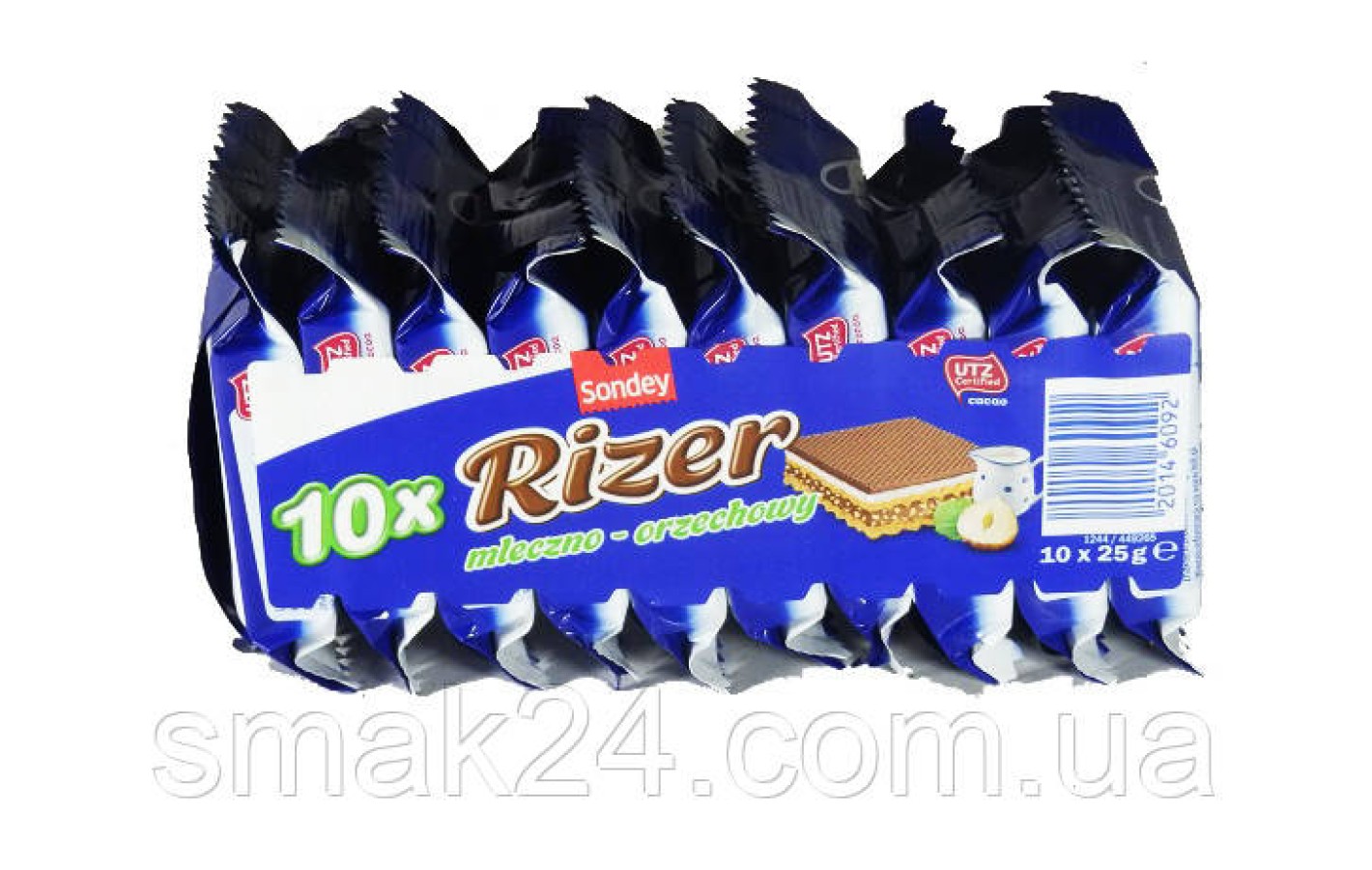 Вафлі з молочно-горіховою начинкою Sondey Rizer (10x25г) 250г Польща
