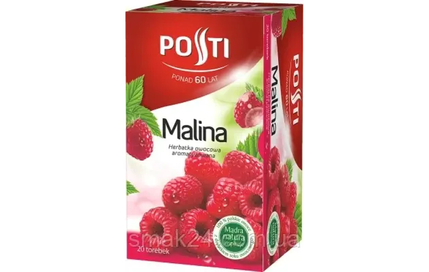 Чай фруктовий із ягодами малини пакетований Posti (20 пакетиків по 2 г) 40 г Польща