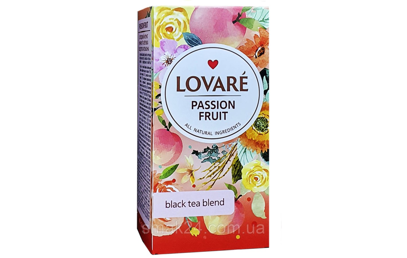 Чай черный байховый с маракуйя, персиком и цедрой апельсина Lovare Passion Fruit (24пак. х 2г) 48г Украина