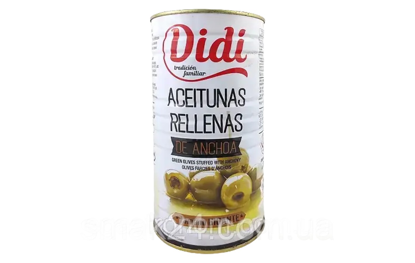 Оливки Гігант зелені фаршировані анчоусом DiDi Aceitunas Rellenas de Anchoa Gigante 1450 г/600г Іспанія