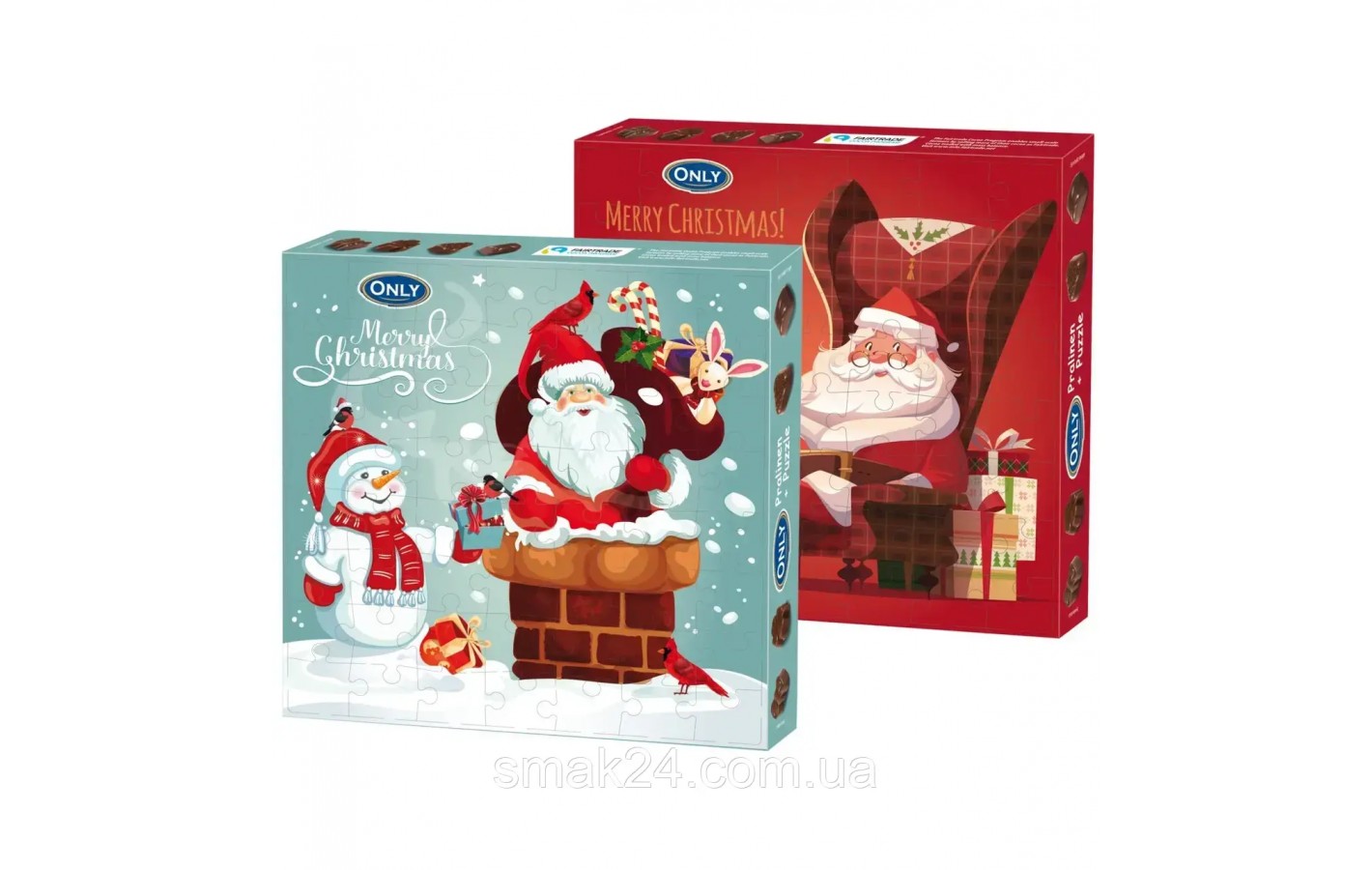 Конфеты из молочного шоколада с молочной начинкой + пазлы Only Merry Christmas 120г Австрия