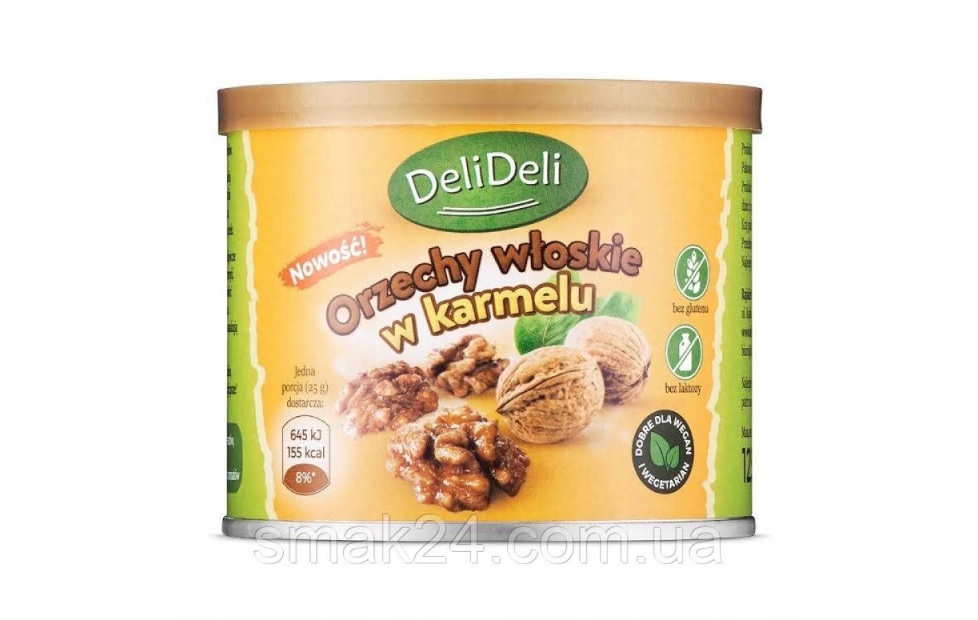 Грецкий орех в карамели без глютена и лактозы DeliDeli Orzchy wloskie w karmelu 125г ж/б Польша