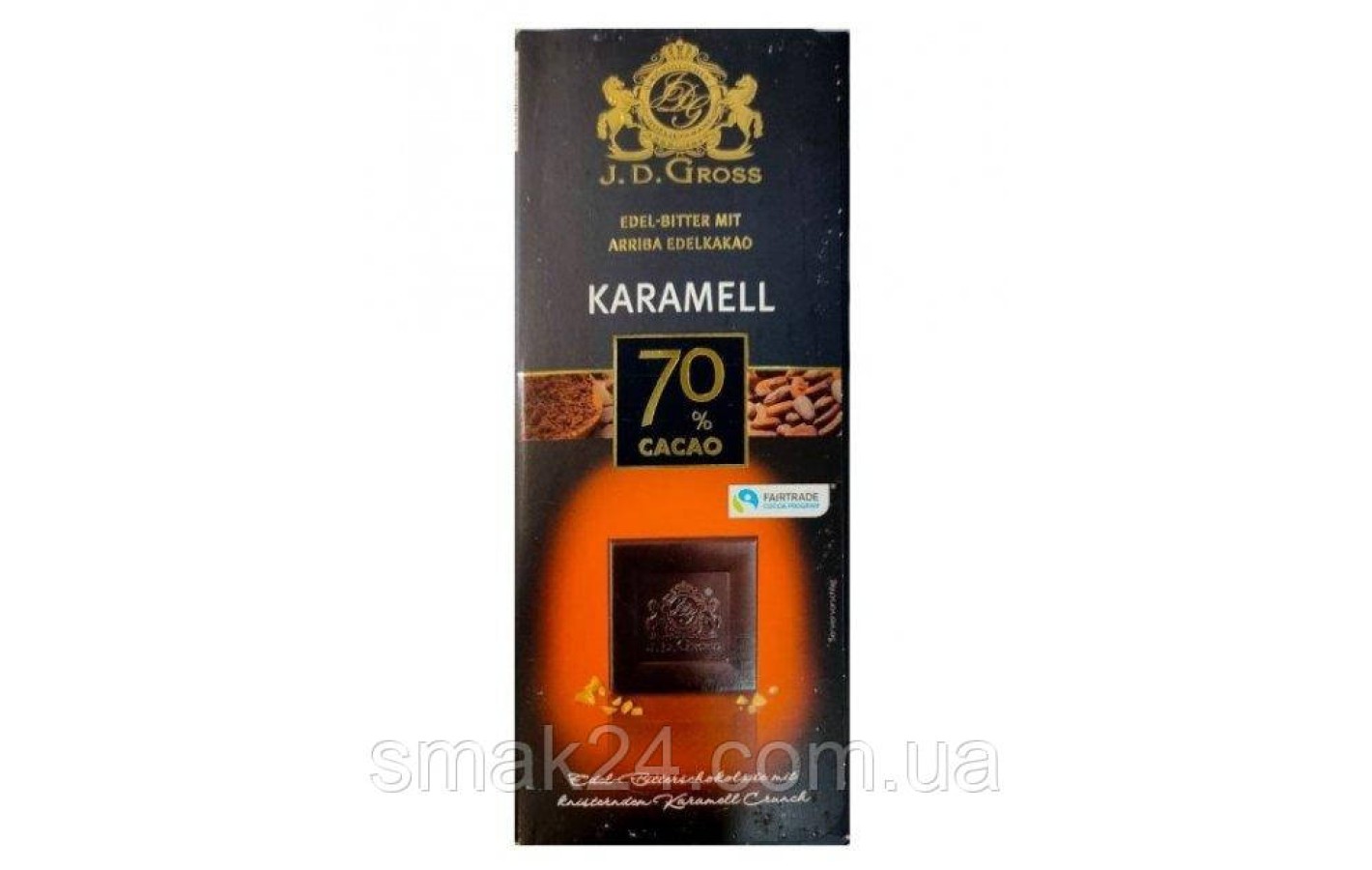 Шоколад темний з хрусткою карамеллю 70% какао J.D. Gross Czekolada Gorzka Karmel 125г Німеччина