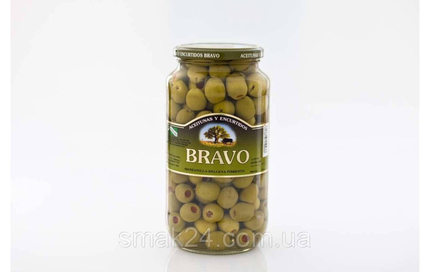 Оливки зелені фаршировані перцем БЕЗ ГЛЮТЕНА Bravo Rellena de Pimiento 500 г/1000 г Іспанія