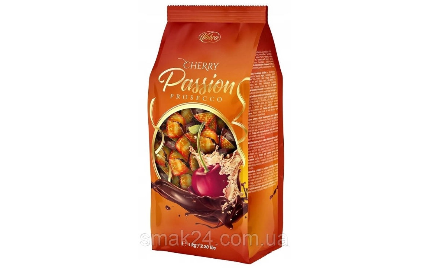 Шоколадные конфеты вишня в ликере Vobro Cherry Passion Prosecco 1кг Польша