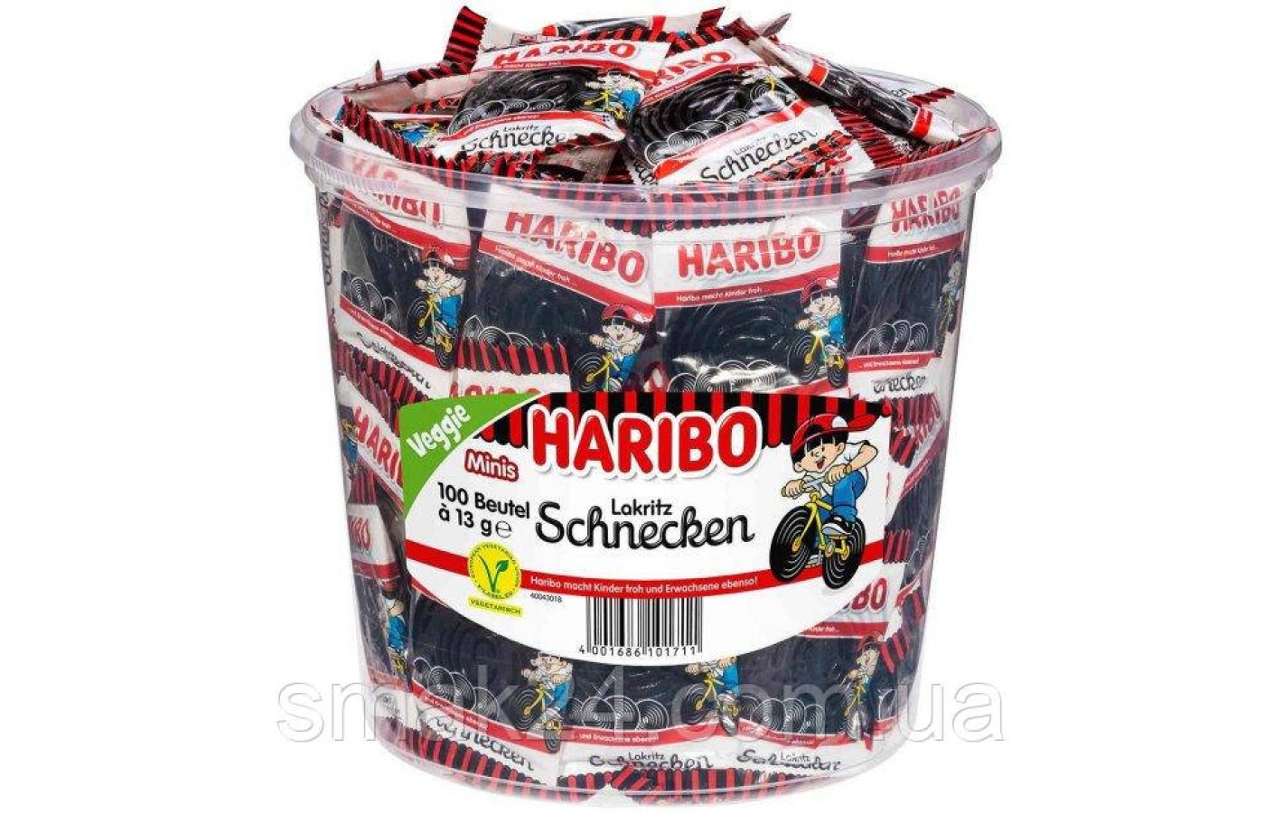 Желейні лакричні цукерки Равлика Haribo Lakritz Schnecken (100 шт.х13г) 1300 г Німеччина
