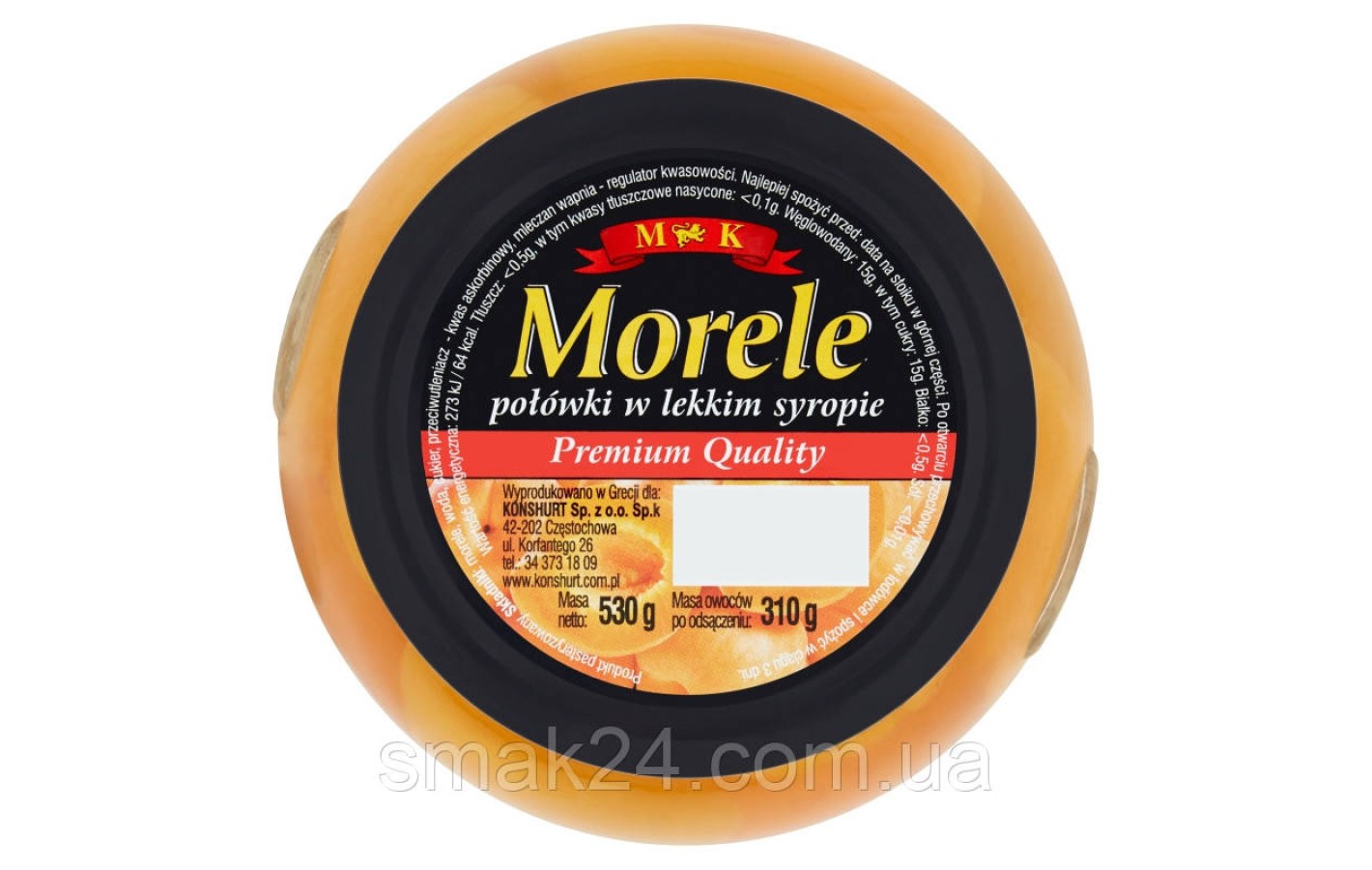 Абрикос половинками в легкому сиропі M&K Morele 530/310г Польща