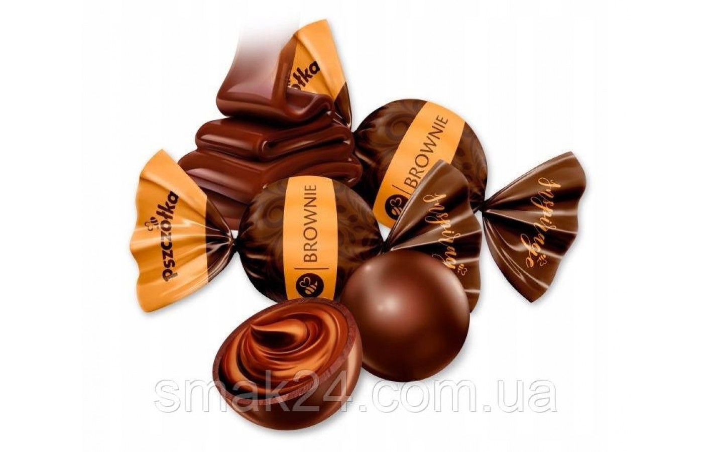 Шоколадні цукерки з начинкою Брауні Pszczolka Chocolate pralines Brownie БЕЗ ГЛЮТЕНА 1 кг Польща