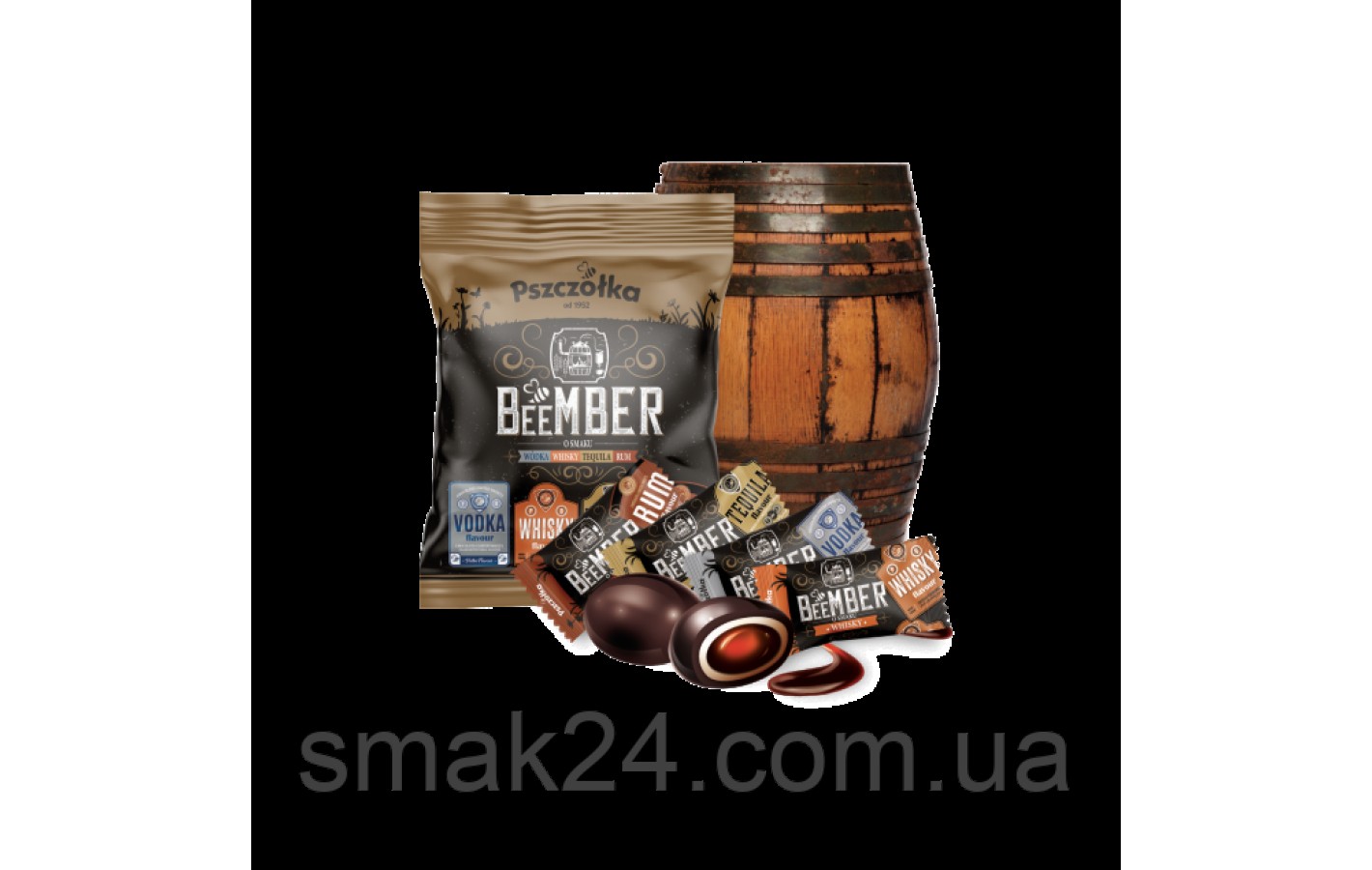 Шоколадные конфеты с ликером 4 вкуса BeeMBER (ром, текила, водка, виски) 1кг Польша