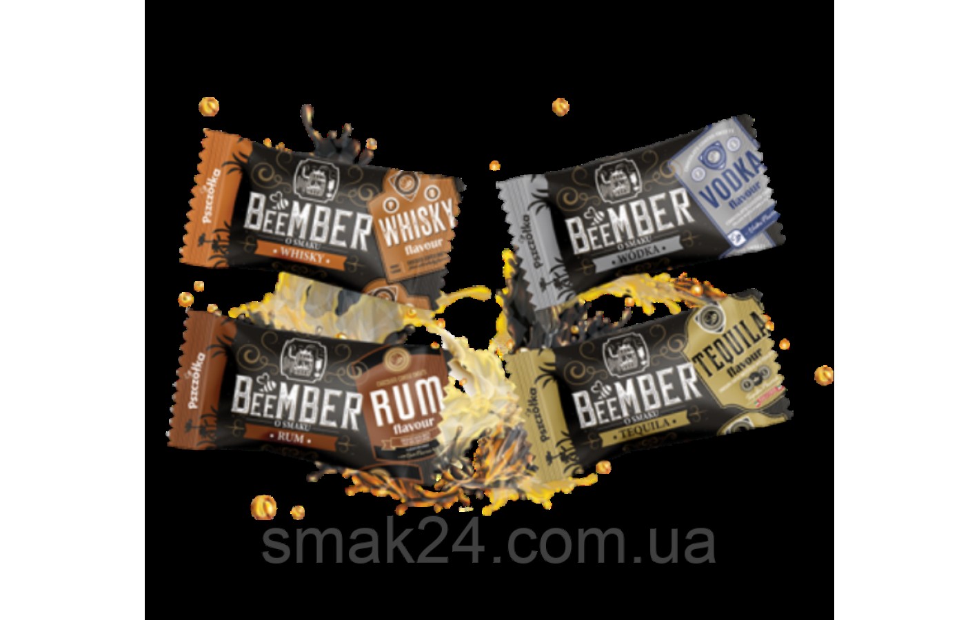 Шоколадные конфеты с ликером 4 вкуса BeeMBER (ром, текила, водка, виски) 1кг Польша