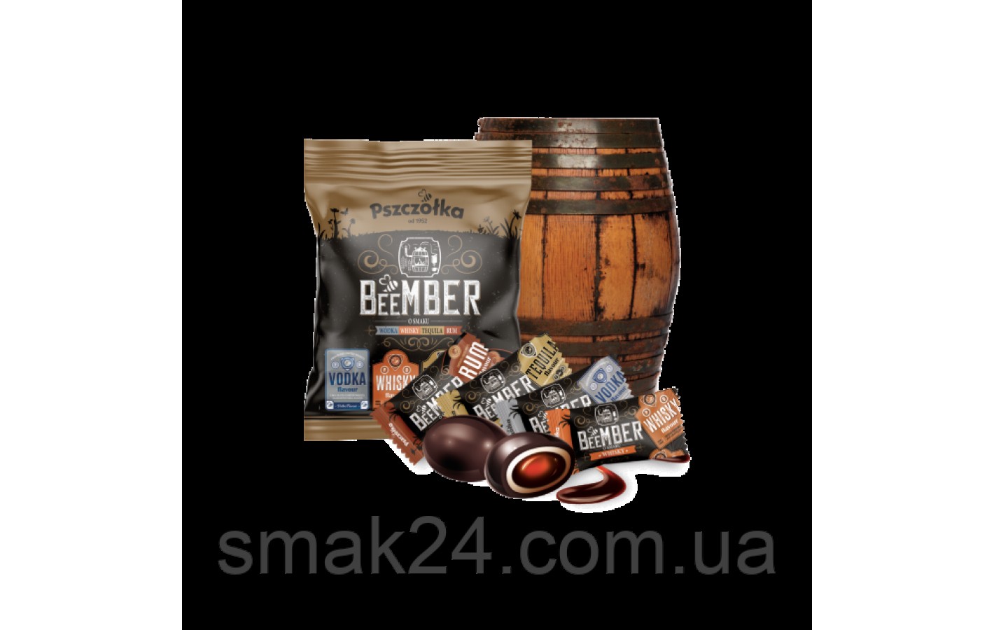 Шоколадні цукерки з лікером 4 смаки BeeMBER (ром, текіла, горілка, віскі) 1кг Польща