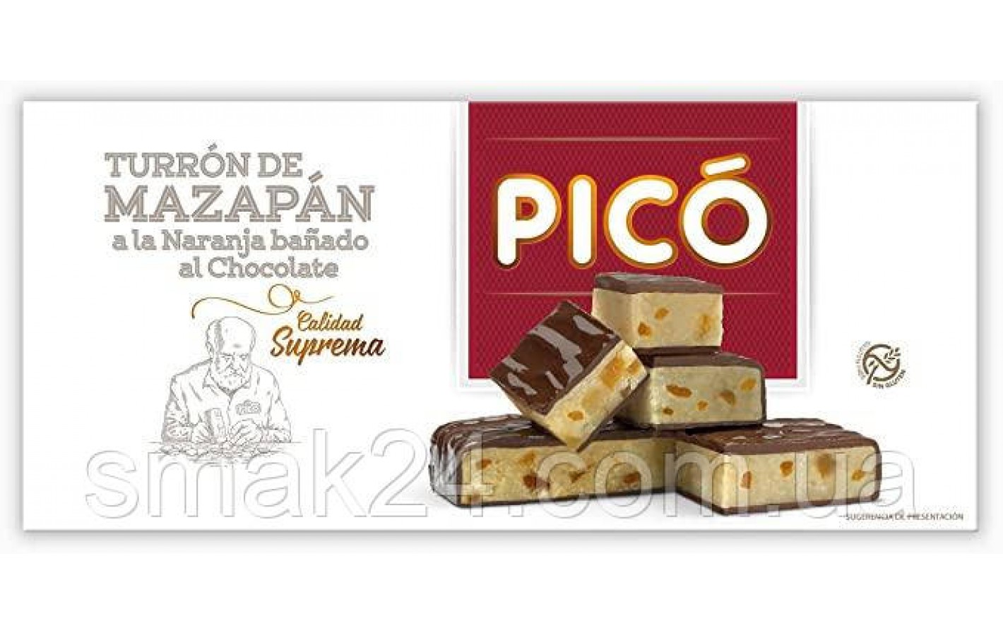 Туррон Марципанова нуга з апельсином у шоколаді Pico Mazapan a la Naranja banado al Chocolate 200 г Іспанія