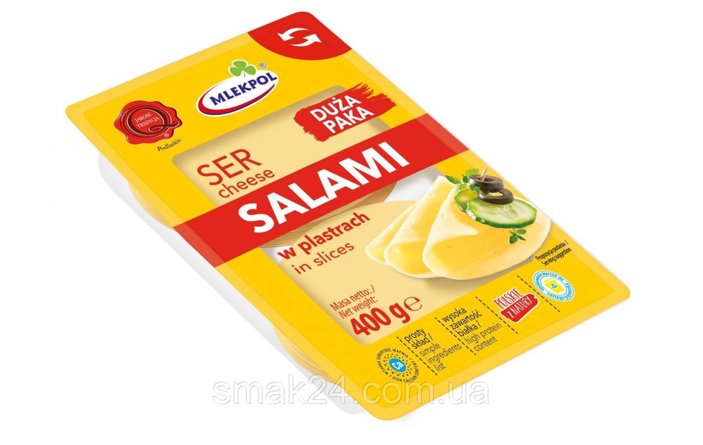 Сир у пластинках Mlekpol Salami 400 г Польща