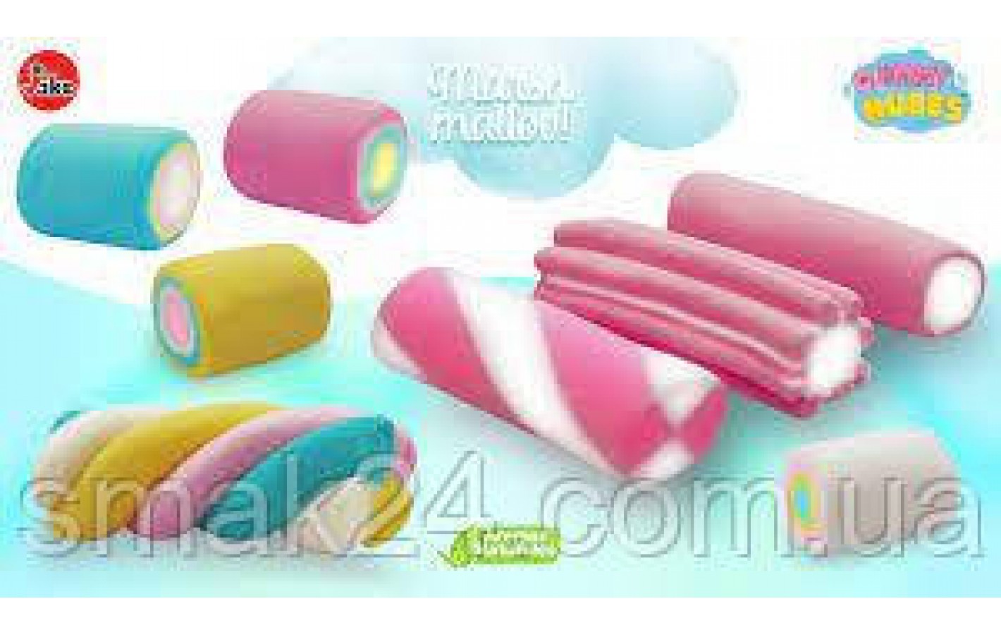 Зефір Маршмелоу БЕЗ ГЛЮТЕНА І ЛАКТОЗИ Gummy Nubes Marshmallow Jake Rayados Striped 500 г Іспанія