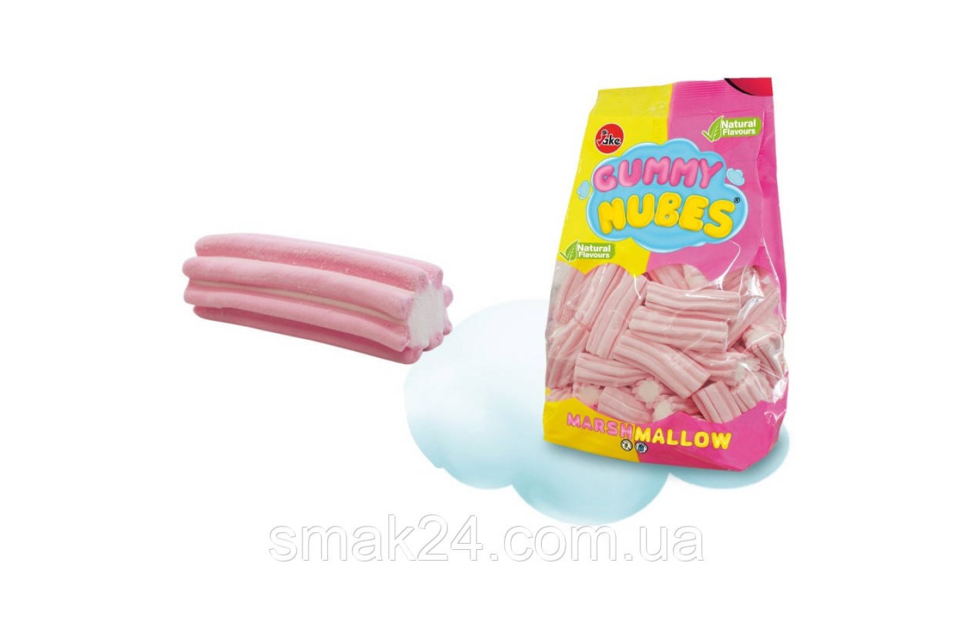 Зефір Маршмелоу БЕЗ ГЛЮТЕНА І ЛАКТОЗИ Gummy Nubes Marshmallow Jake Rayados Striped 500 г Іспанія