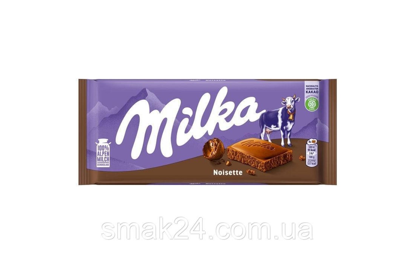 Шоколад молочный с ореховым кремом Milka Noisette Швейцария 100г