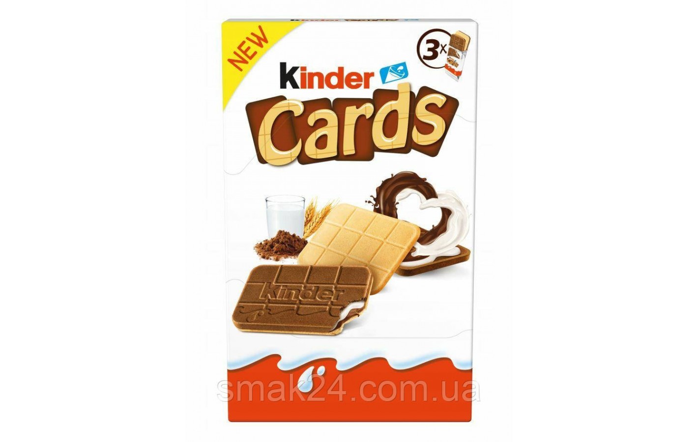 Печенье с шоколадно-молочной начинкой Kinder Cards (6шт х 12,8г) 76.8г Польша