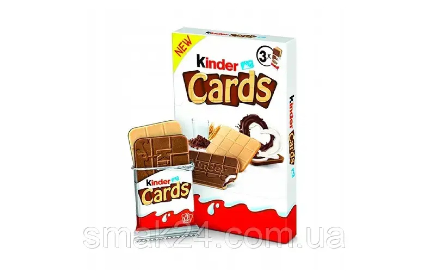 Печенье с шоколадно-молочной начинкой Kinder Cards (6шт х 12,8г) 76.8г Польша
