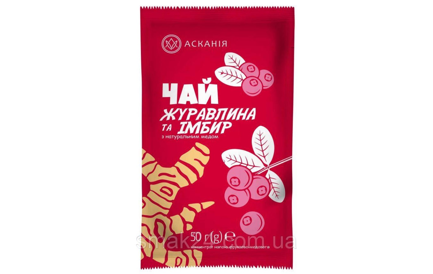 Концентрат фруктово-медового напитка Чай клюква и имбирь Аскания-Пак 50г Украина