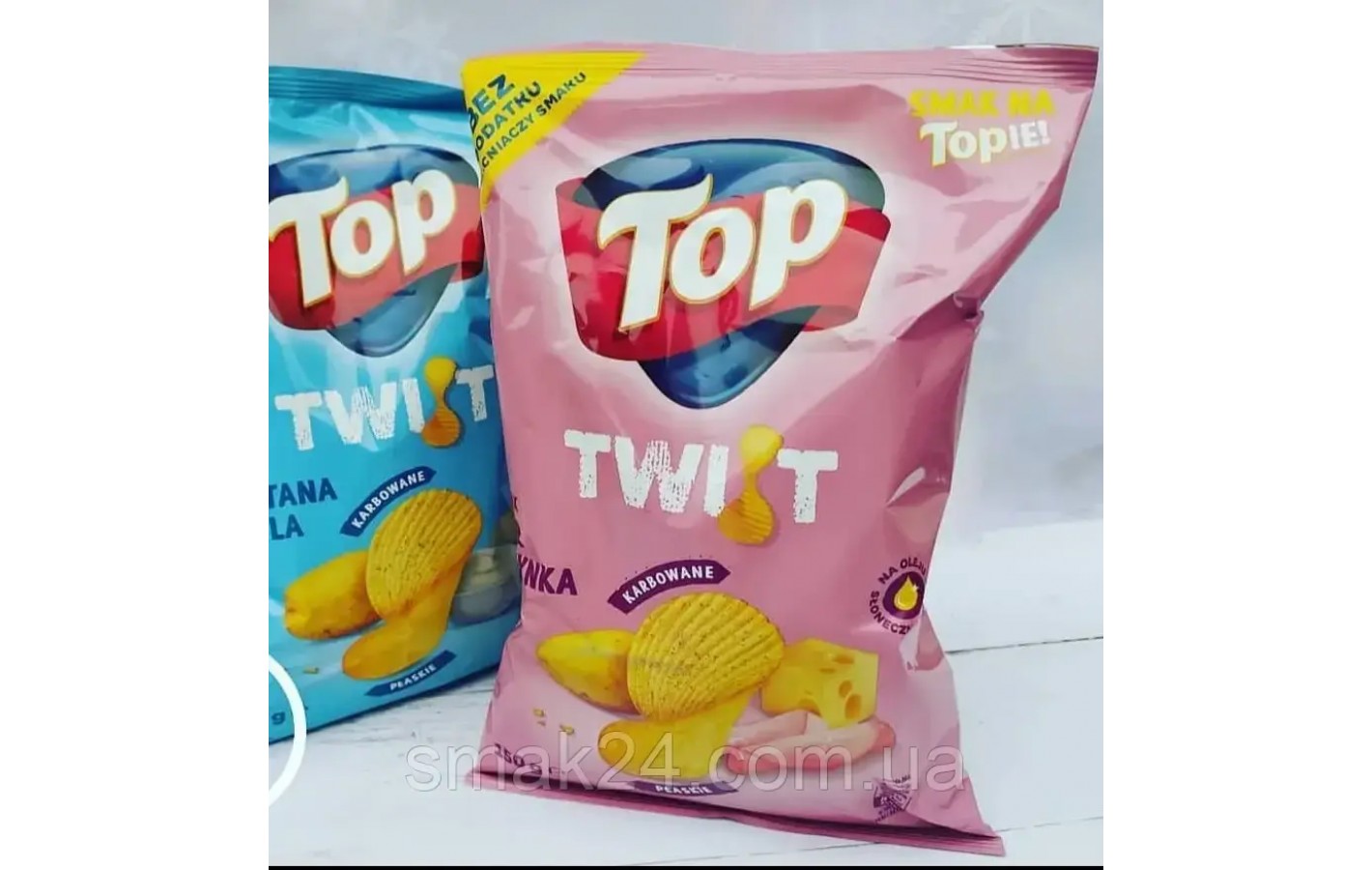 Чіпси хвилясті зі смаком сметани із цибулею TOP Twist karbowane Smak smietana cebula 170г Польща
