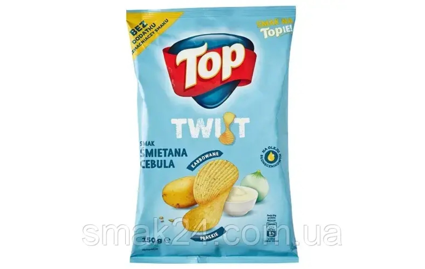 Чіпси хвилясті зі смаком сметани із цибулею TOP Twist karbowane Smak smietana cebula 170г Польща