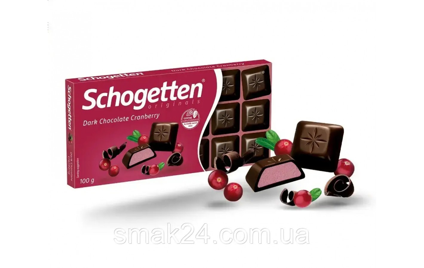 Шоколад чорний із журавлинним кремом Schogetten Dark Chocolate Cranberry 100 г, Німеччина